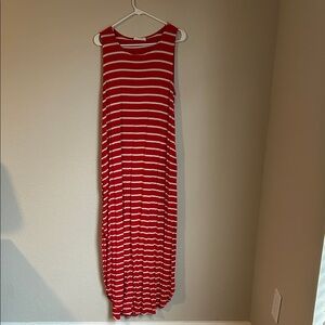 Zenana Outfitters Red and White Striped Maxi Dress